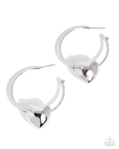 Fond Feature - silver - Paparazzi earrings