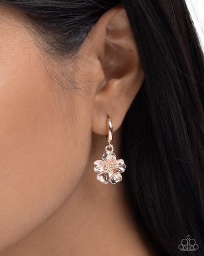 Fond Florals - rose gold - Paparazzi earrings