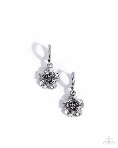 Fond Florals - silver - Paparazzi earrings
