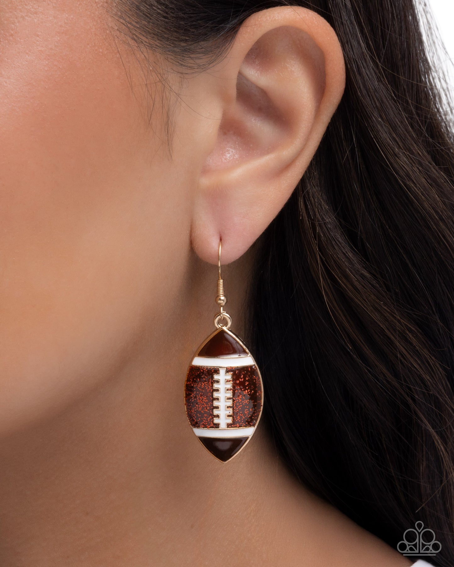 Football Facade - brown - Paparazzi earrings