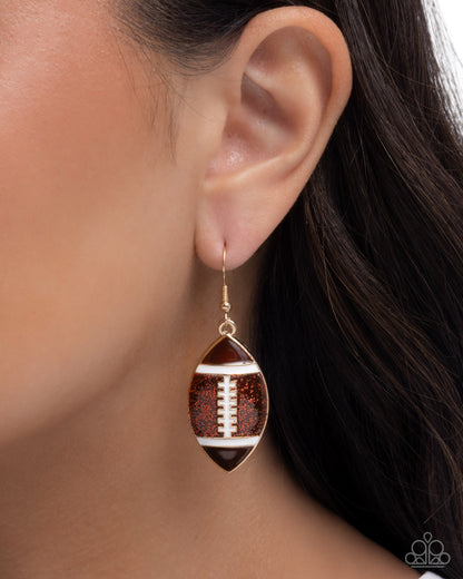 Football Facade - brown - Paparazzi earrings