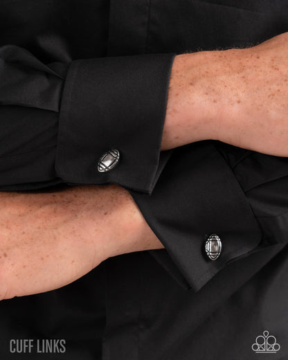 Football Framework - silver - Paparazzi MENS cufflinks