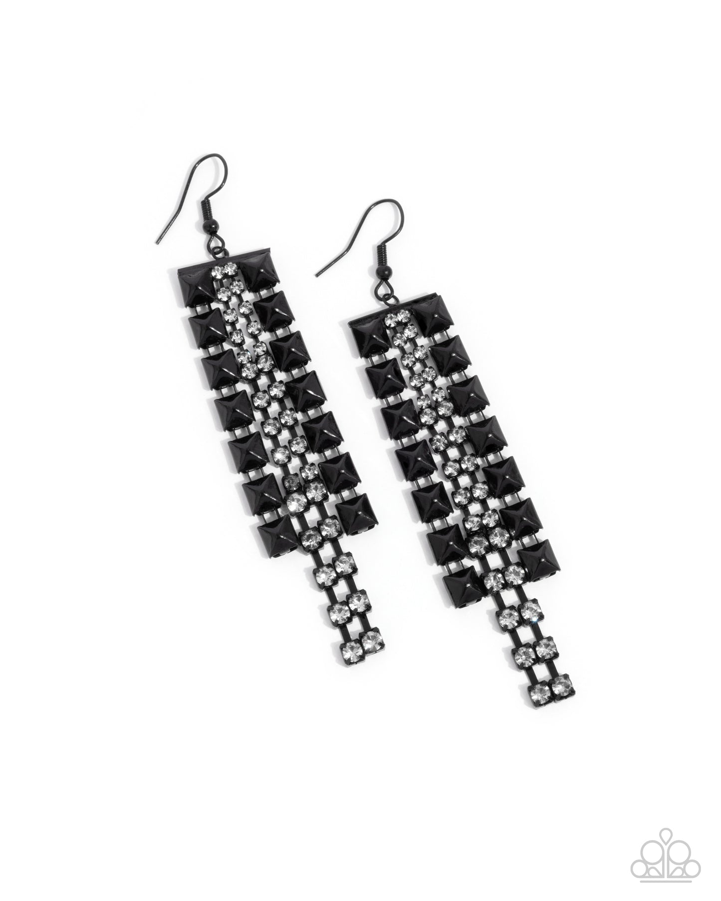 Forceful Fringe - black - Paparazzi earrings