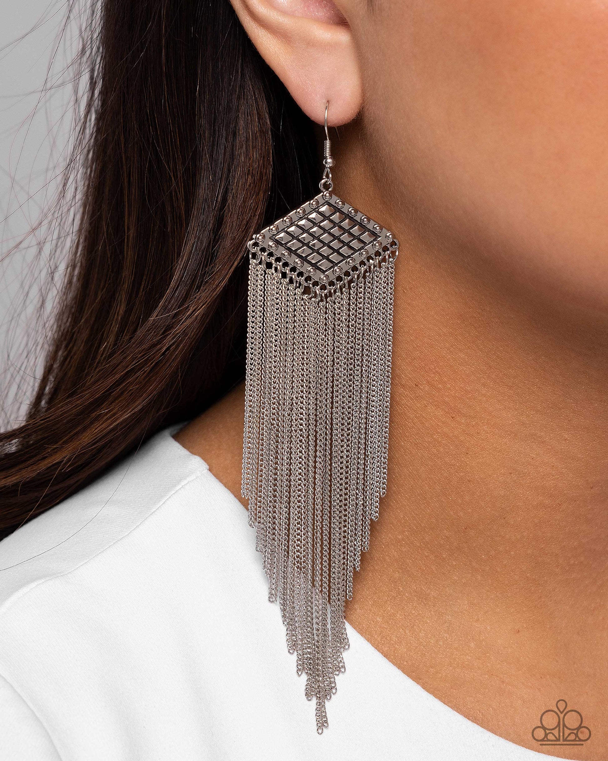 Forged Fringe - silver - Paparazzi earrings