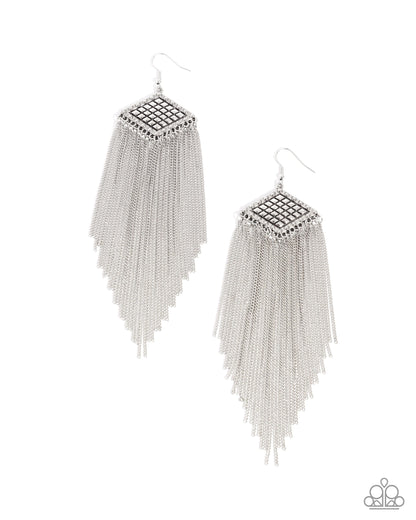Forged Fringe - silver - Paparazzi earrings