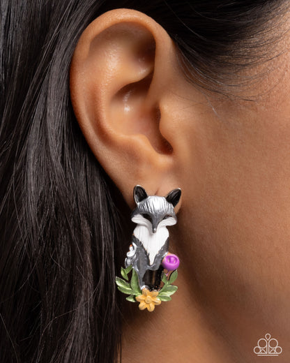 Fox Fanatic - multi (silver) - Paparazzi earrings