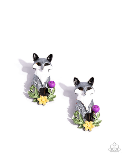 Fox Fanatic - multi (silver) - Paparazzi earrings