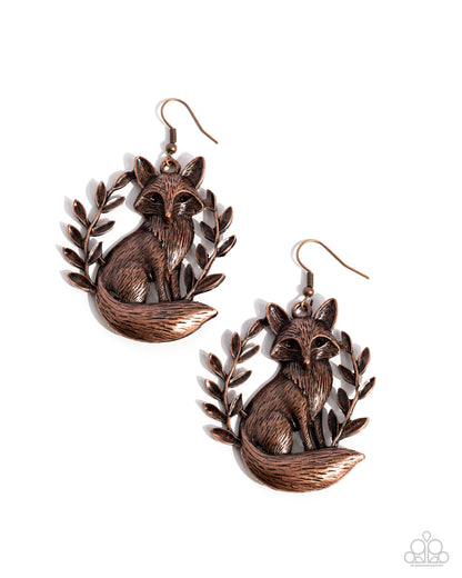 Foxy Fashion - copper - Paparazzi earrings