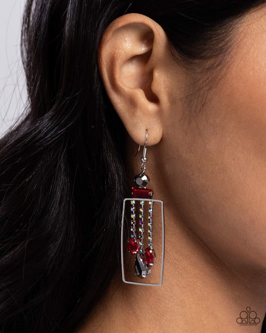 Framed Feature - red - Paparazzi earrings