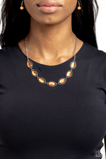 Framed in France - orange - Paparazzi necklace