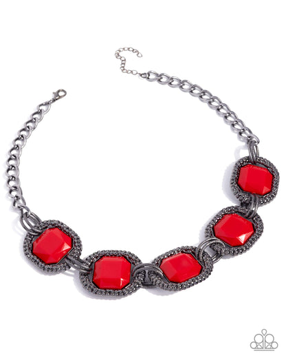 Framing Fanatic - red - Paparazzi necklace