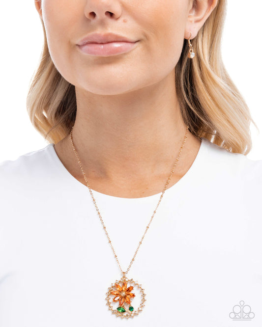 Framing Florals - orange - Paparazzi necklace