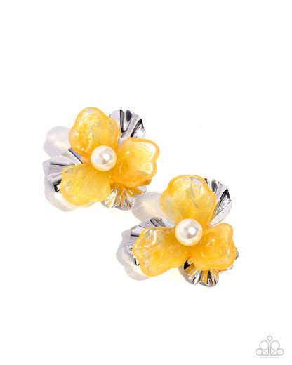 Frank Flowers - yellow - Paparazzi earrings