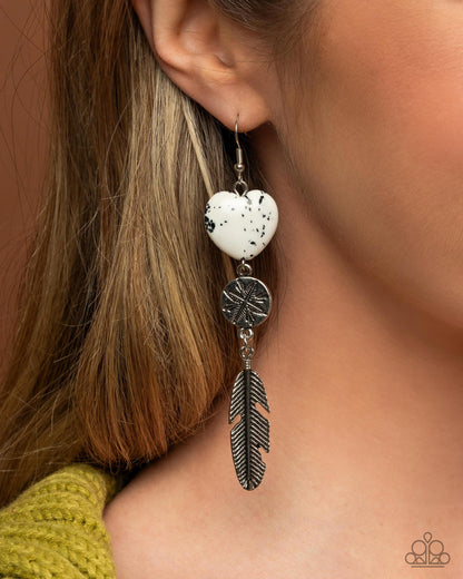 Free-Spirited Fame - white - Paparazzi earrings