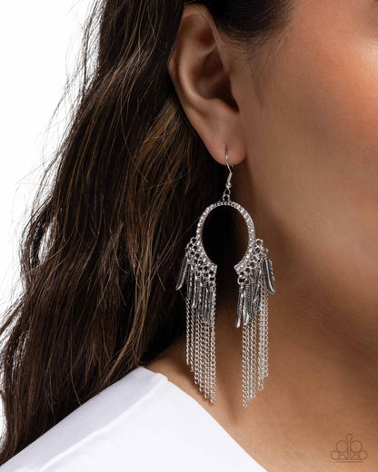 Free-Spirited Fringe - silver - Paparazzi earrings
