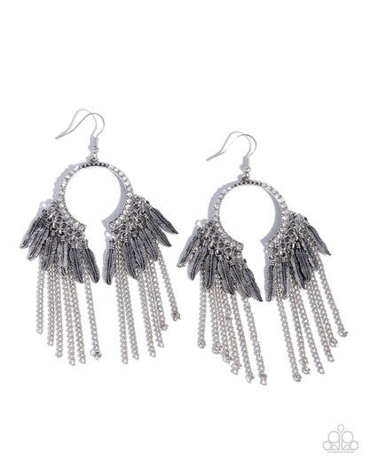 Free-Spirited Fringe - silver - Paparazzi earrings