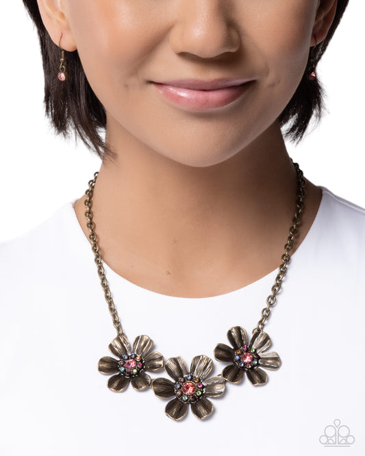 Freeing Florals - brass - Paparazzi necklace