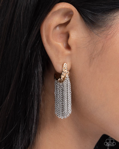 Freeing Fringe - gold - Paparazzi earrings
