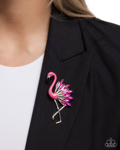 Frenetic Flamingo - pink - Paparazzi brooch