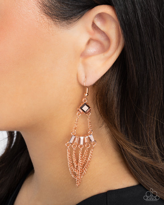 Fringe Fantasy - copper - Paparazzi earrings