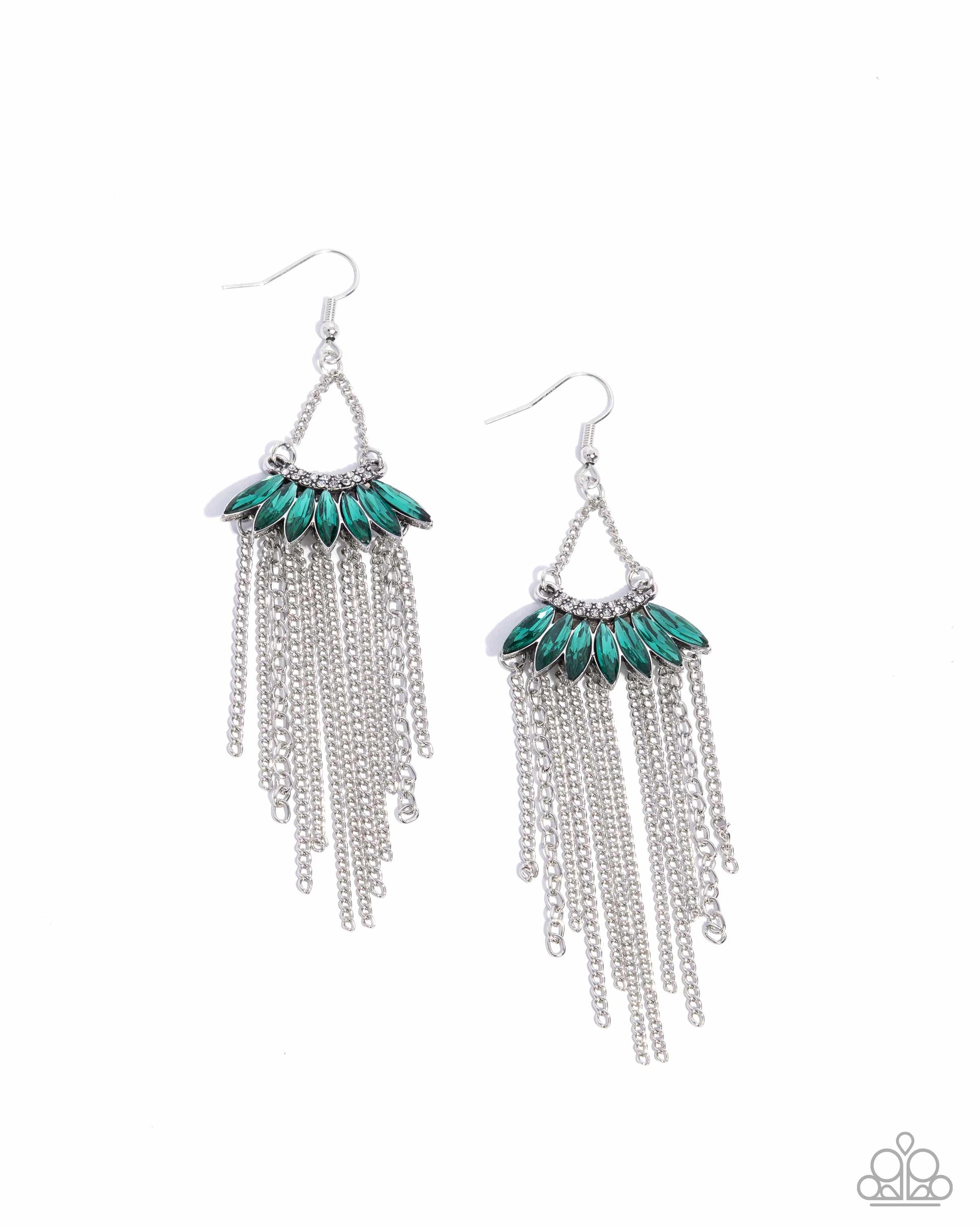 Fringe Feature - green - Paparazzi earrings