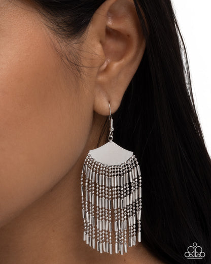 Fringe Foundation - silver - Paparazzi earrings