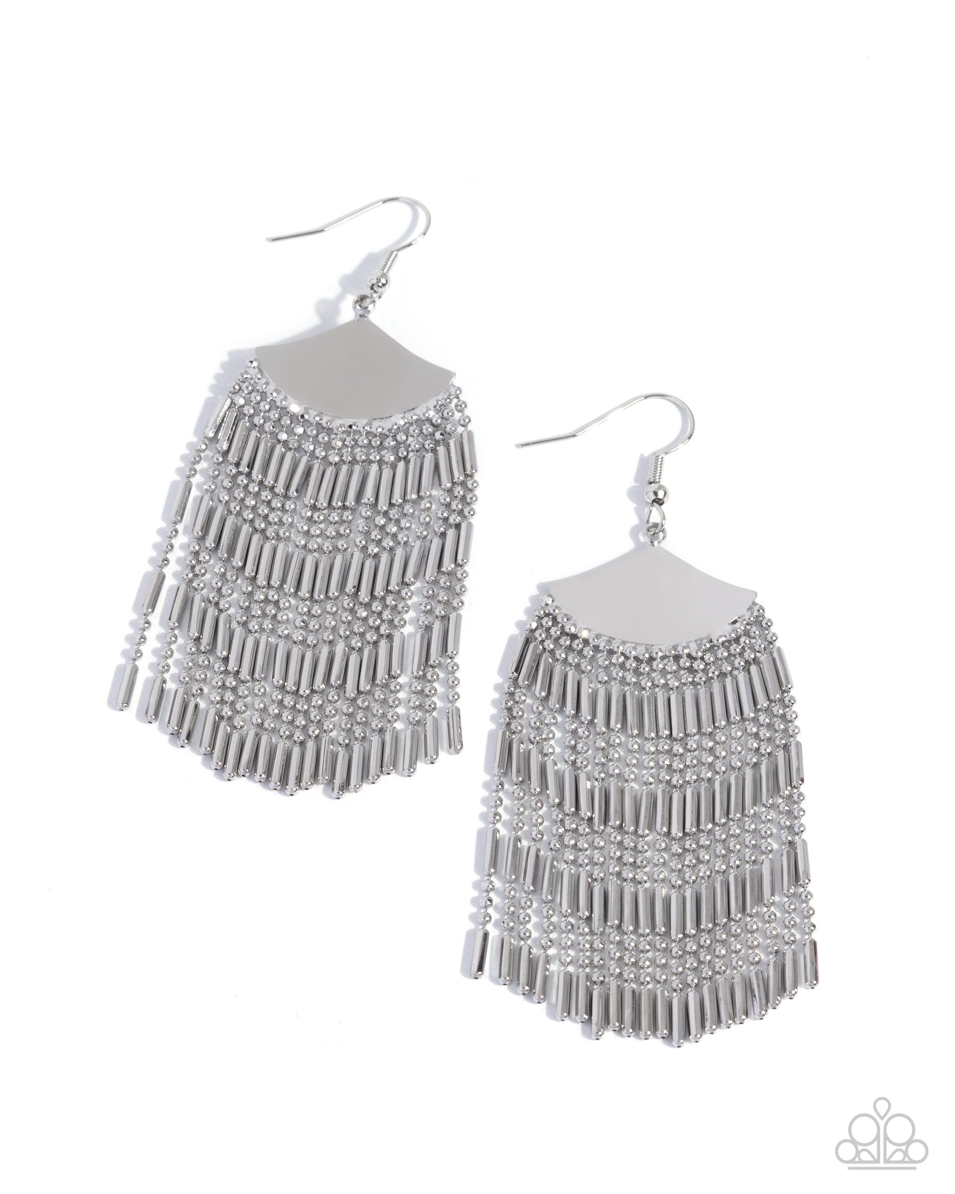 Fringe Foundation - silver - Paparazzi earrings