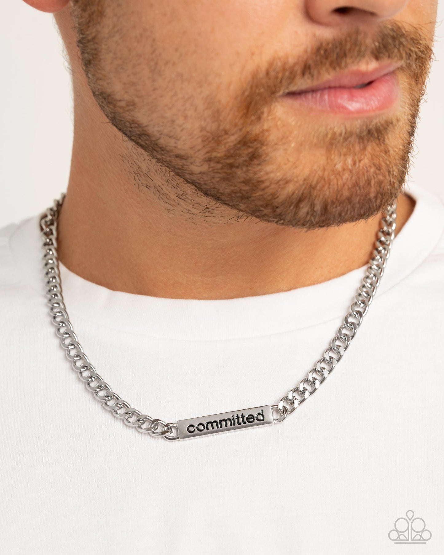 Fully Committed - silver - Paparazzi MENS necklace