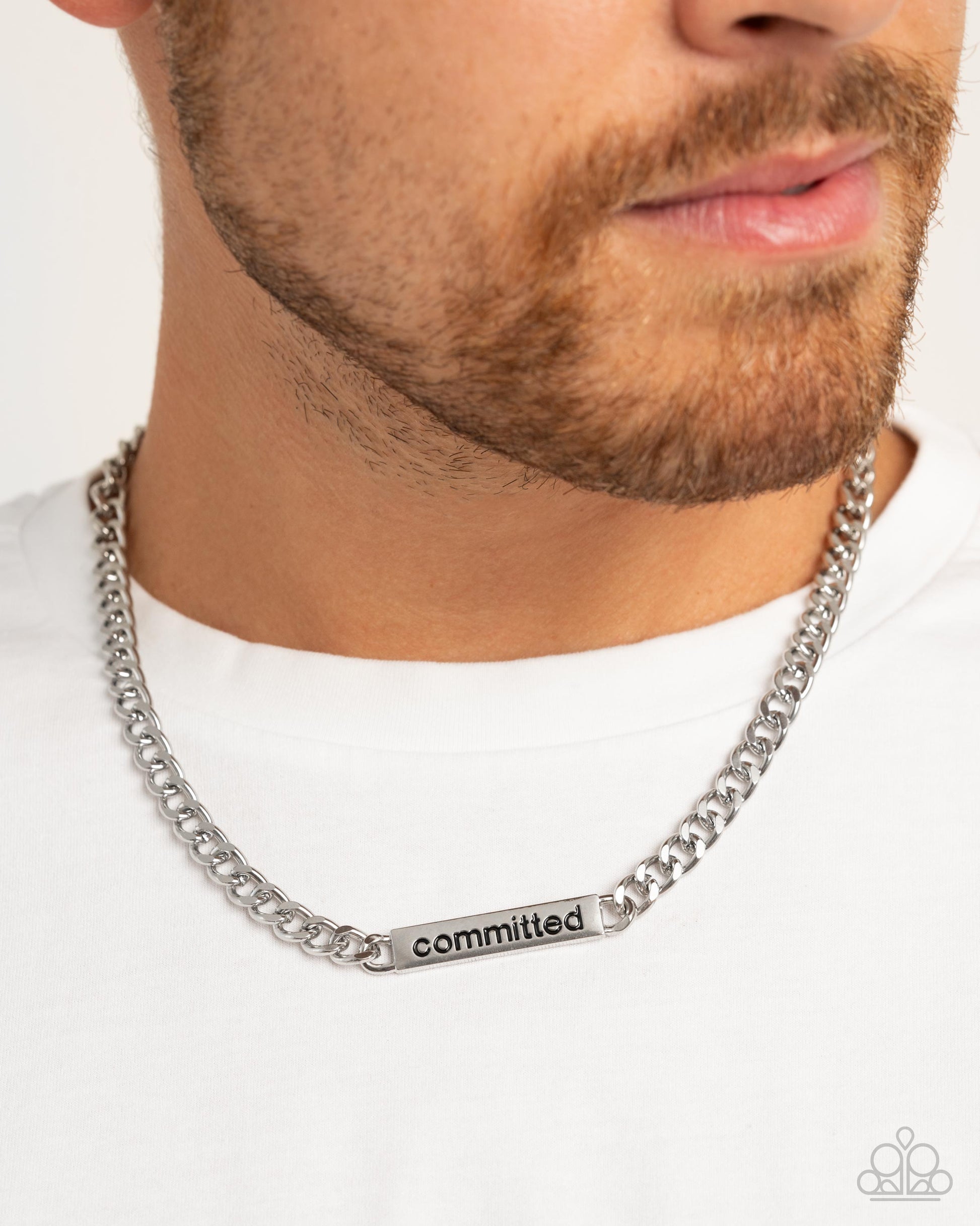 Fully Committed - silver - Paparazzi MENS necklace