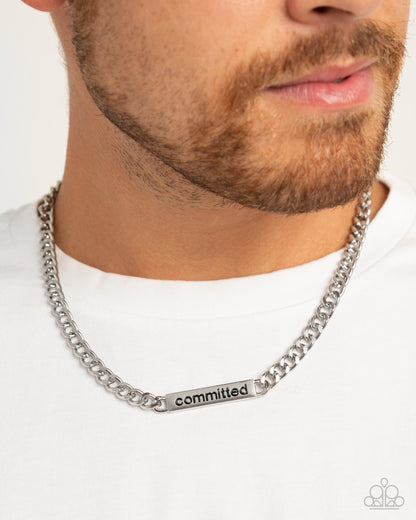 Fully Committed - silver - Paparazzi MENS necklace