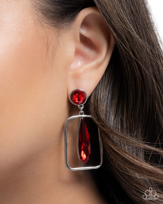 Future Framing - red - Paparazzi earrings
