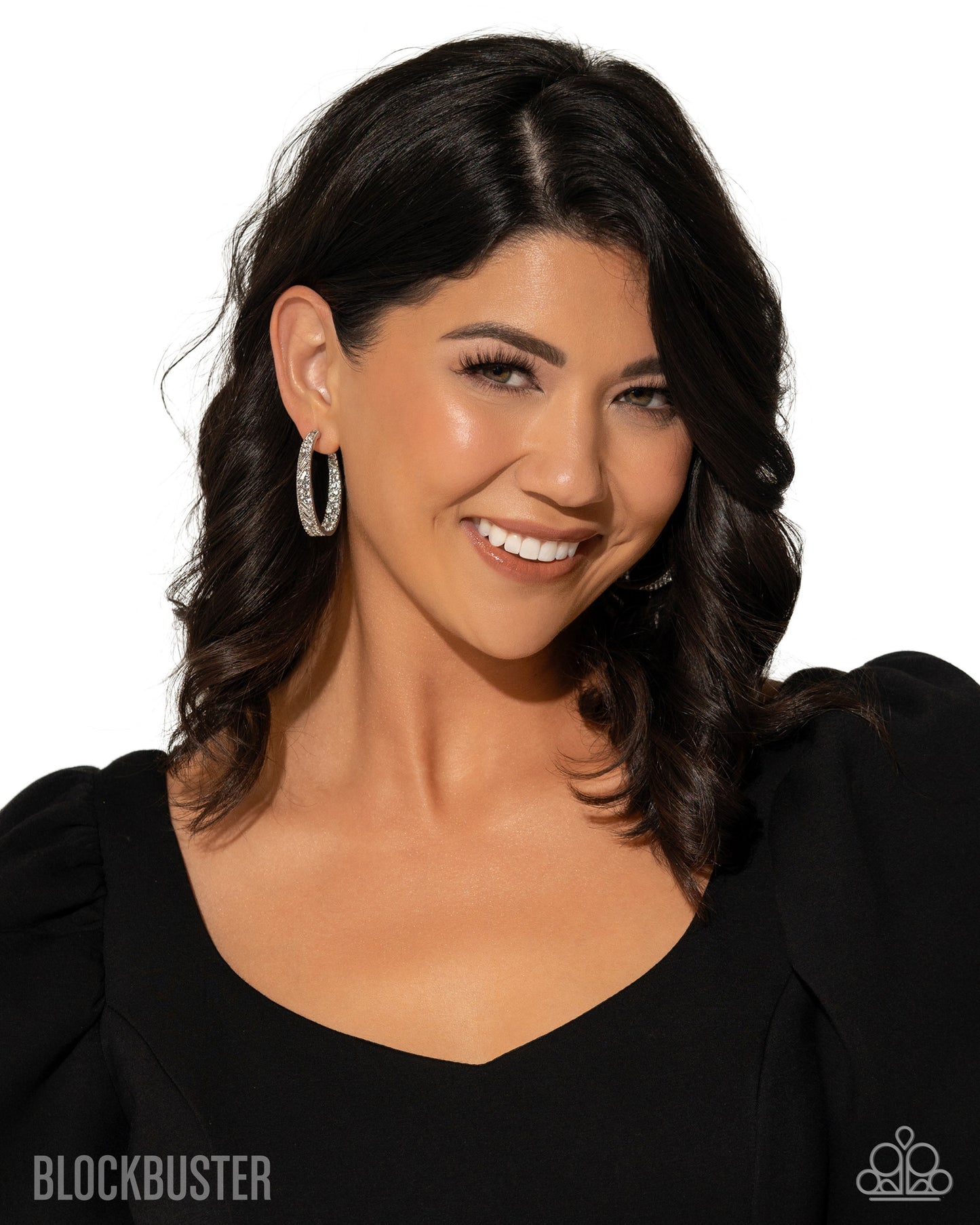 GLITZY by Association - white - Paparazzi hoop earrings