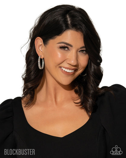 GLITZY by Association - white - Paparazzi hoop earrings