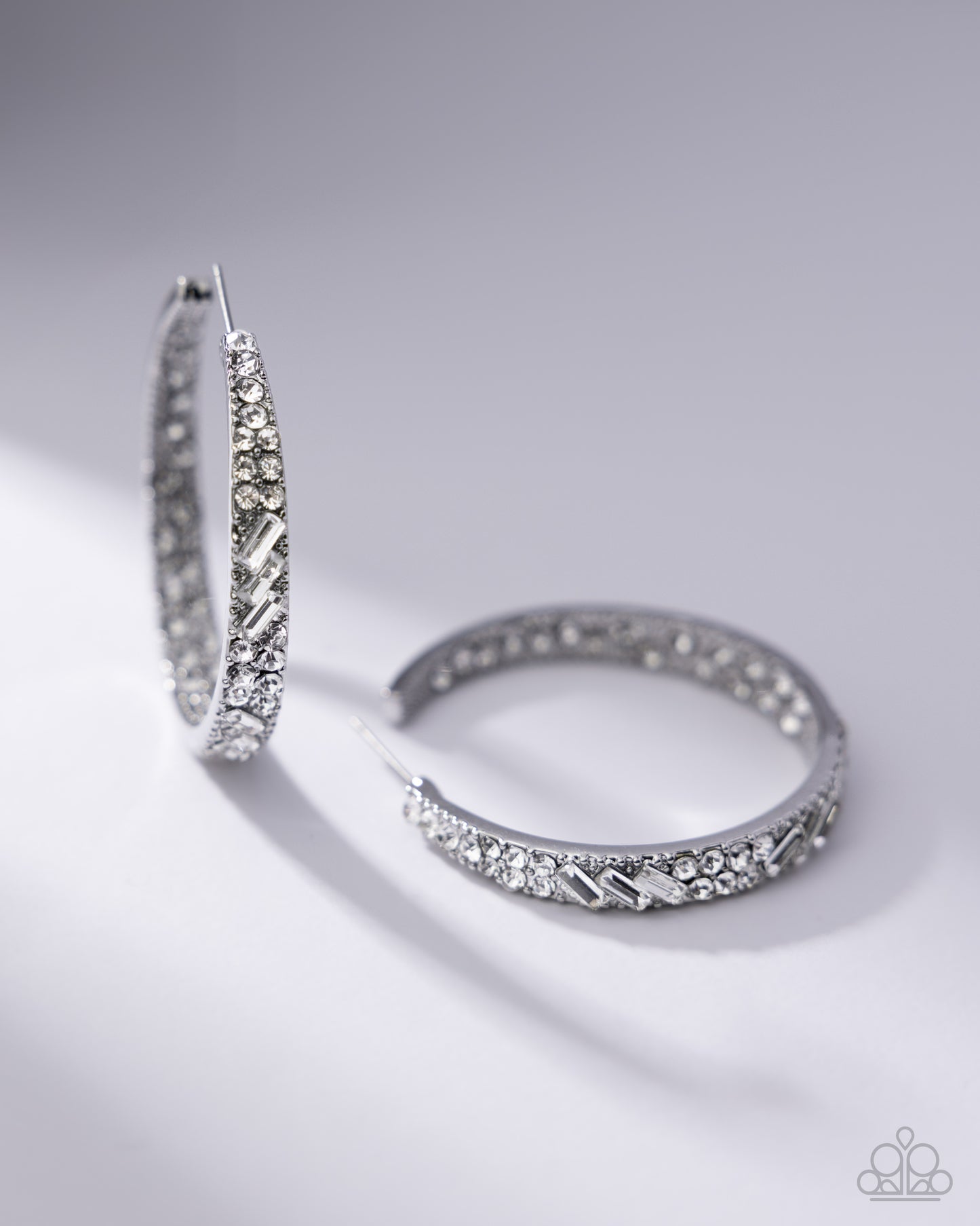 GLITZY by Association - white - Paparazzi hoop earrings
