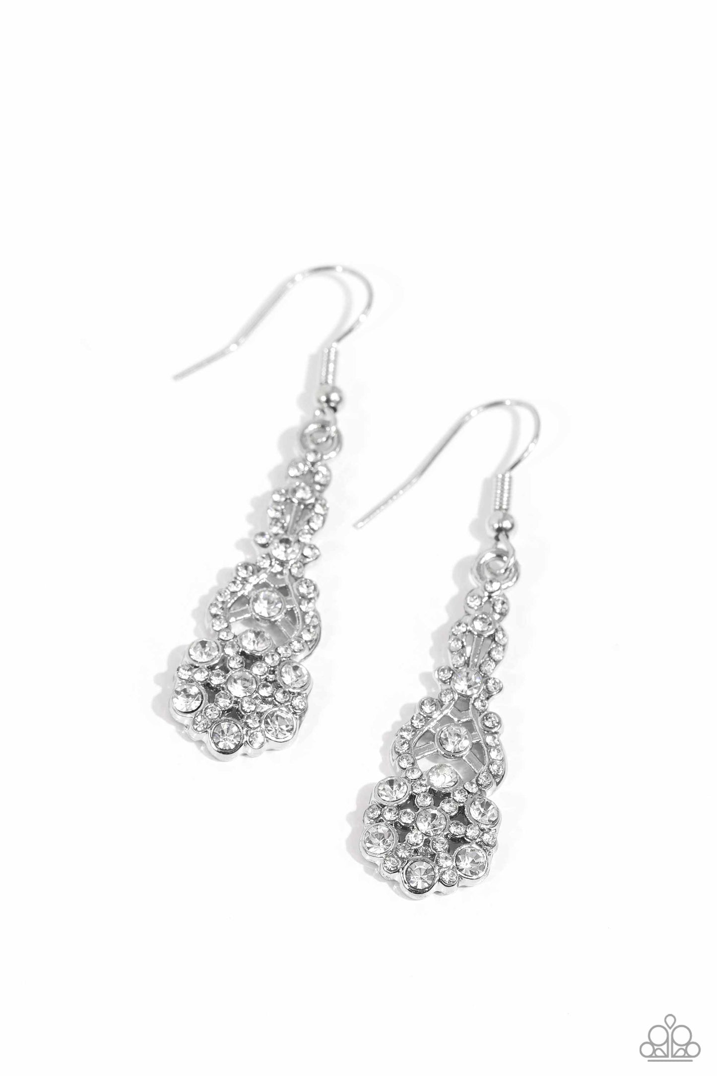 GLITZY on All Counts - white - Paparazzi earrings