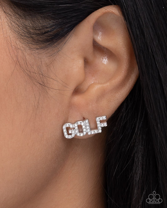 Game of Golf - white - Paparazzi earrings
