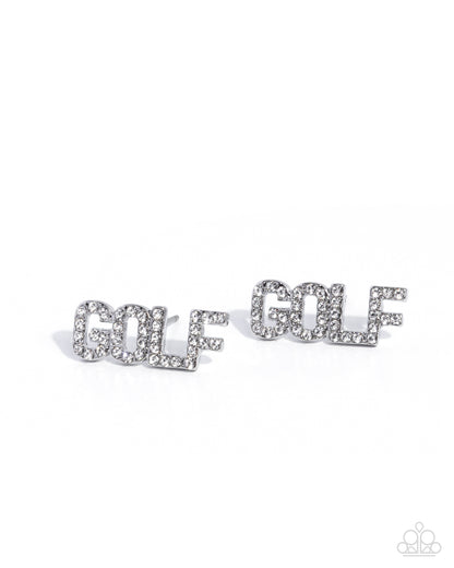 Game of Golf - white - Paparazzi earrings
