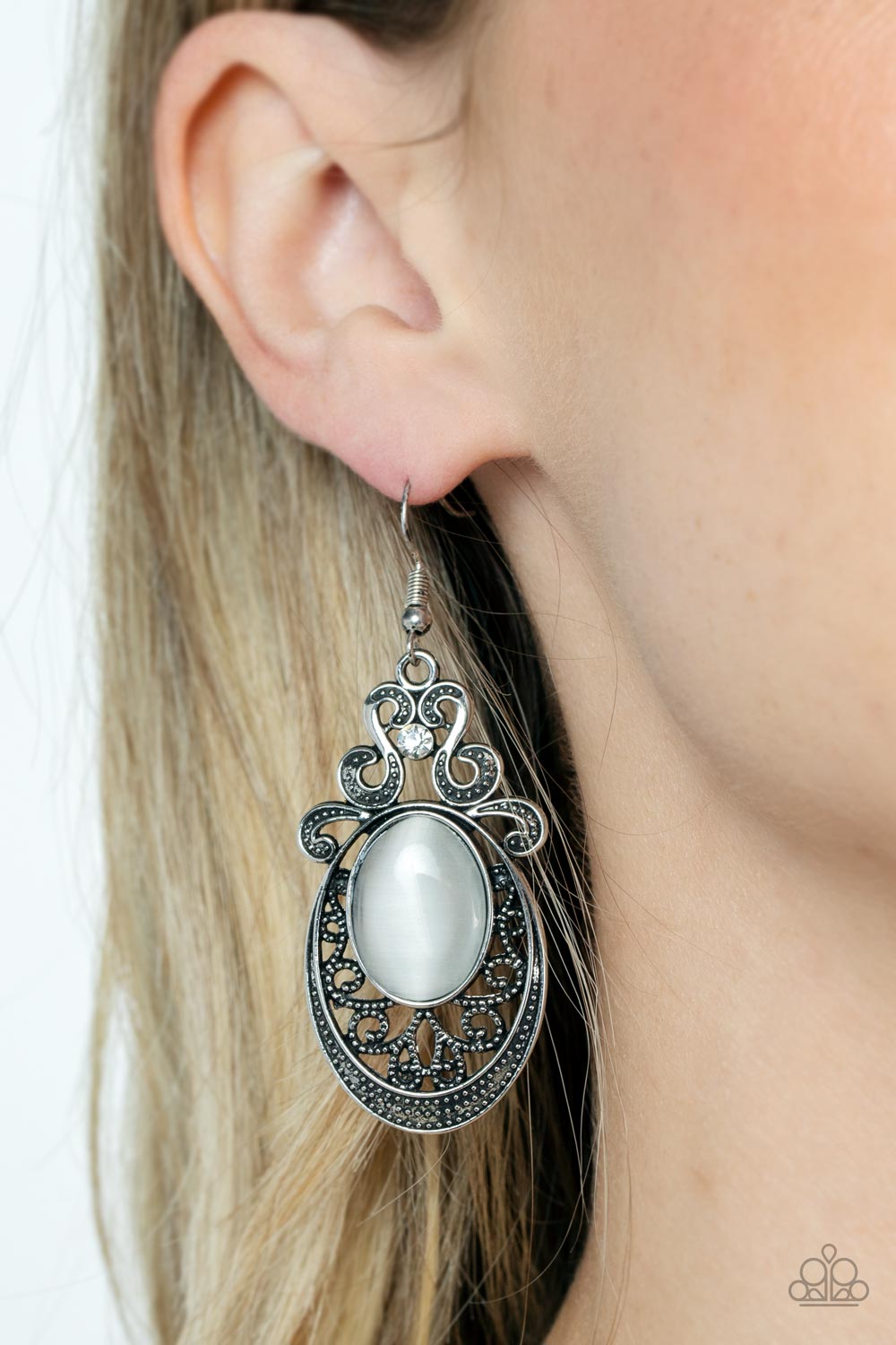 Garden Gondola Ride - white - Paparazzi earrings