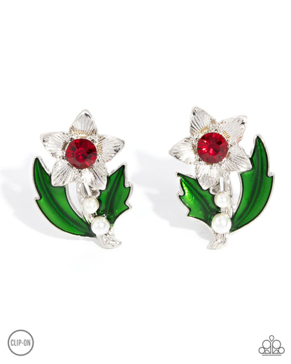 Gardening Guest - red - Paparazzi CLIP ON earrings