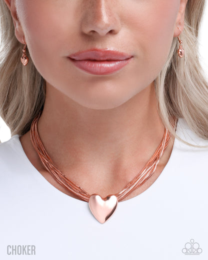 Gathered Galentine - copper - Paparazzi necklace