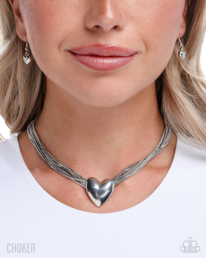 Gathered Galentine - silver - Paparazzi necklace