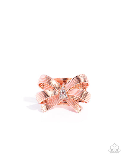 Gathered Glam - copper - Paparazzi ring