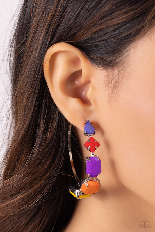Geometric Gamer - multi - Paparazzi earrings