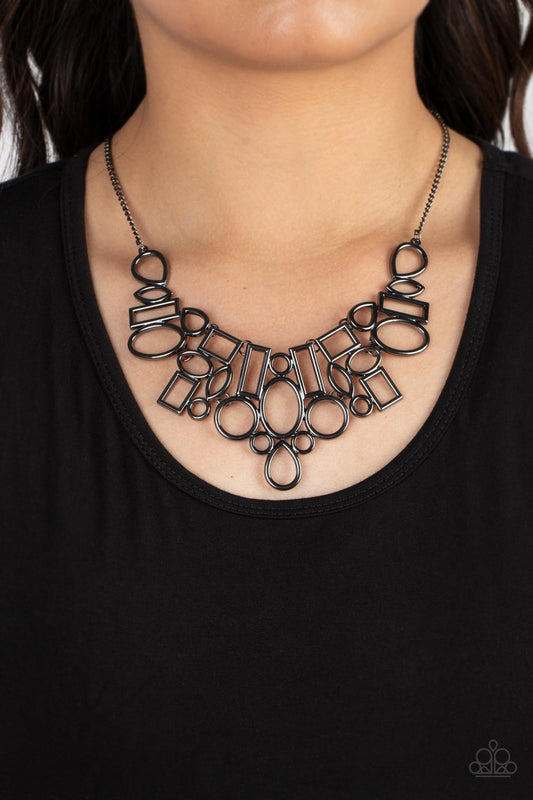 Geometric Grit - black - Paparazzi necklace