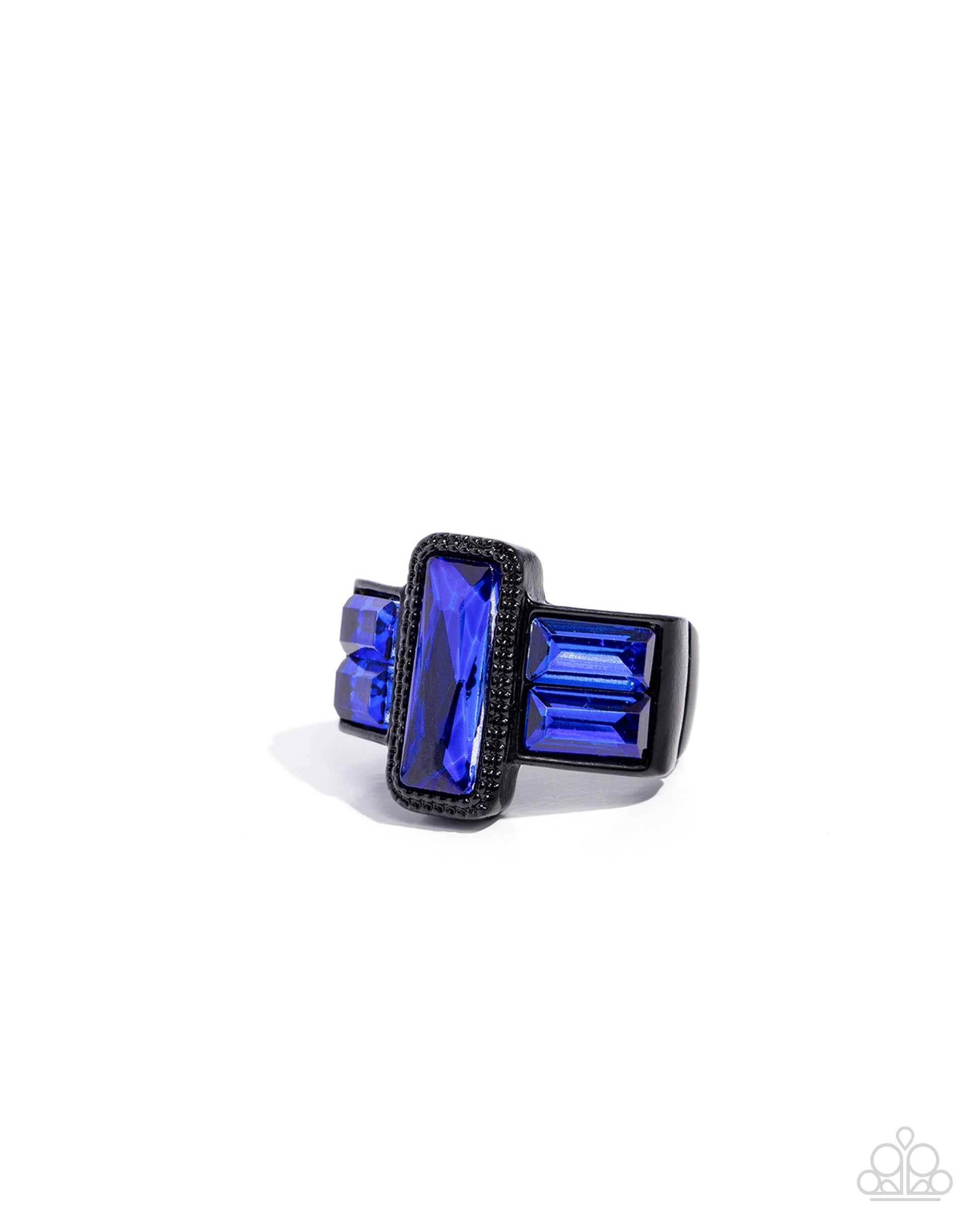 Geometric Grunge - blue - Paparazzi MENS ring