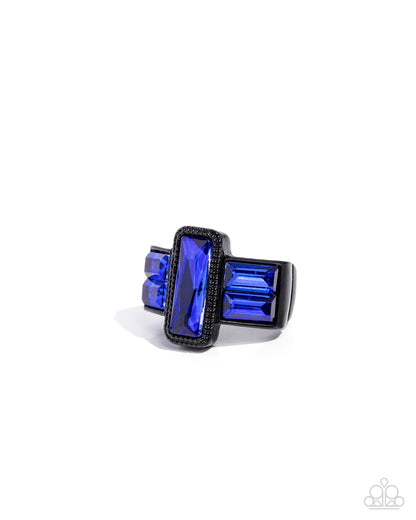 Geometric Grunge - blue - Paparazzi MENS ring