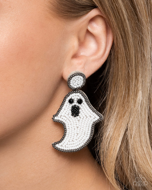 Ghost Story - white - Paparazzi earrings