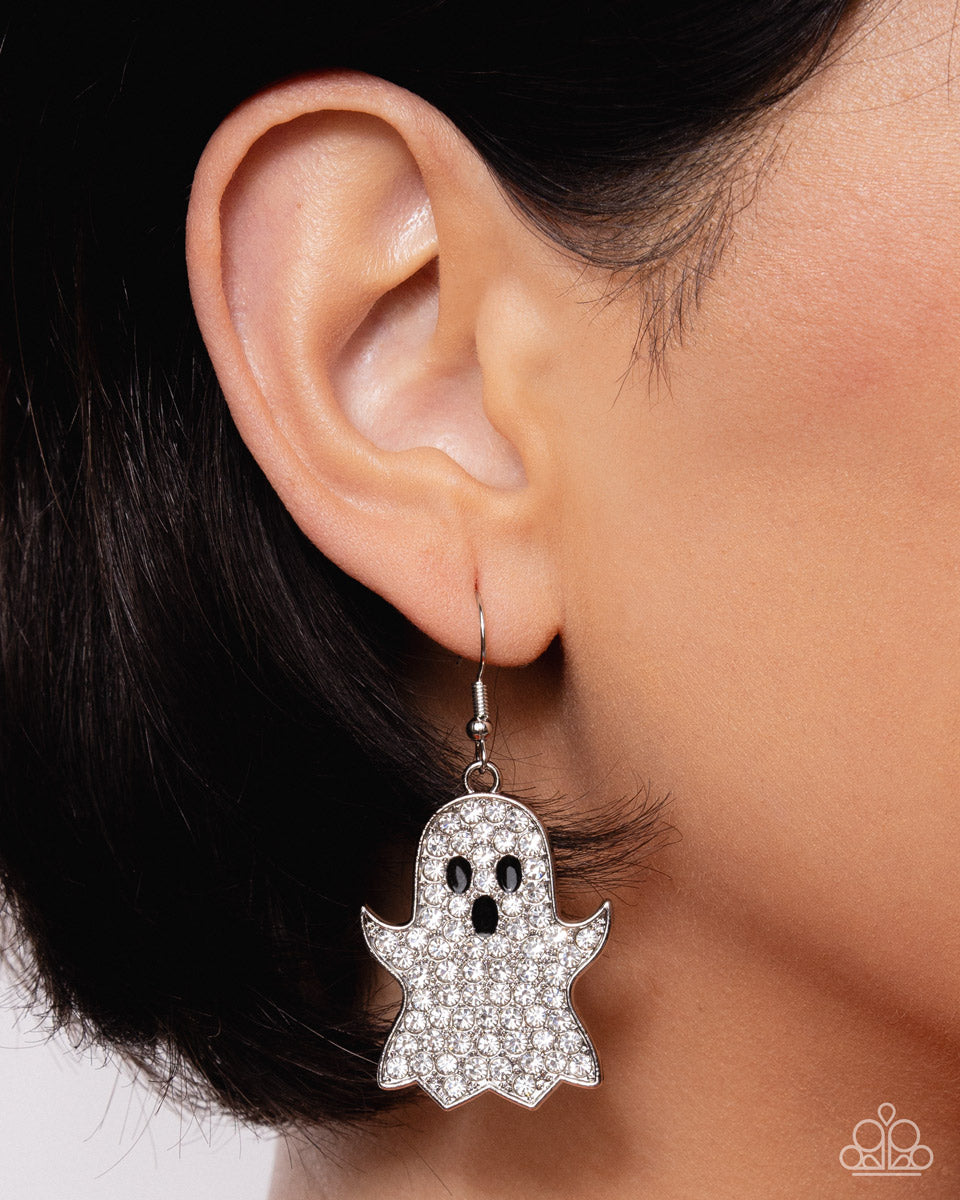 Ghost Town - white - Paparazzi earrings