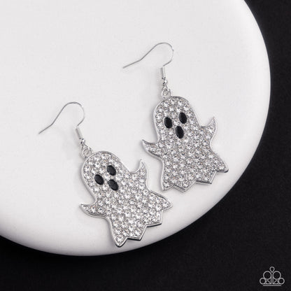 Ghost Town - white - Paparazzi earrings