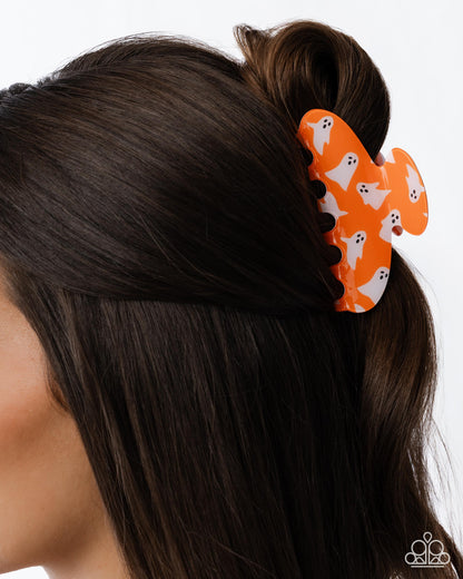 Ghostly Greeting - orange - Paparazzi hair clip